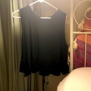 Black crop tank top ruffle bottom